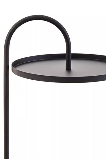 Black Round Top Side Table With Black Iron Hanging Frame, Trosa