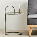 Grey Round Top Side Table With Grey Iron Hanging Frame, Trosa