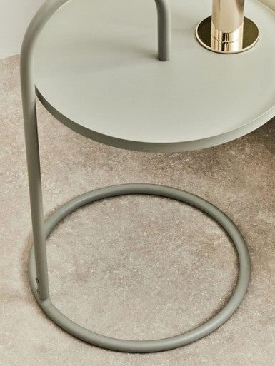 Grey Round Top Side Table With Grey Iron Hanging Frame, Trosa