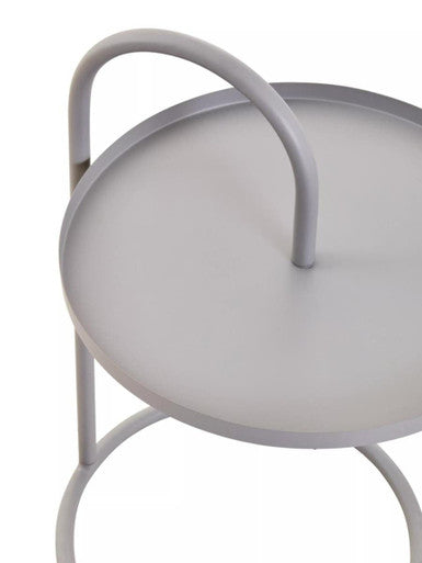 Grey Round Top Side Table With Grey Iron Hanging Frame, Trosa