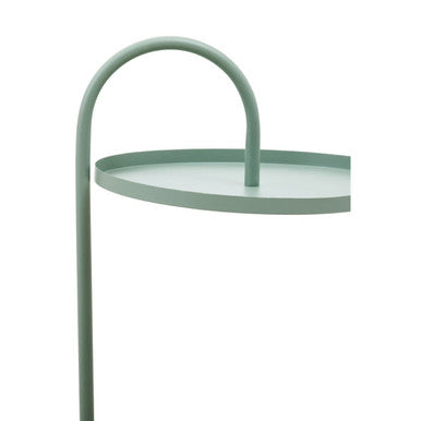 Green Round Top Side Table With Grey Iron Hanging Frame, Trosa