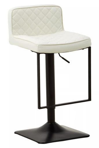 Baina White Leather & Black Base Bar Chair
