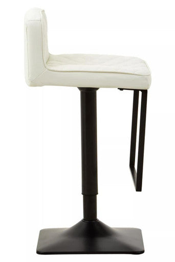 Baina White Leather & Black Base Bar Chair