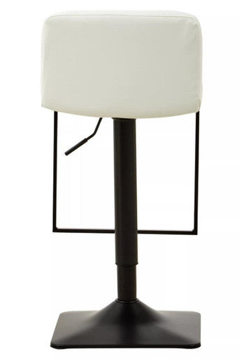 Baina White Leather & Black Base Bar Chair