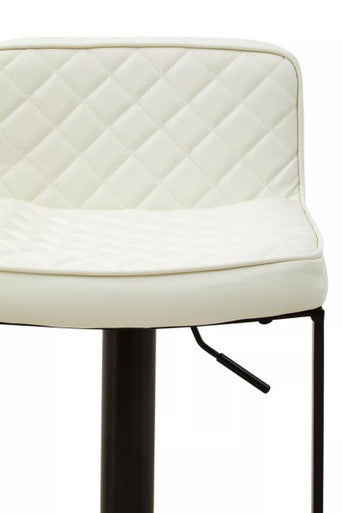 Baina White Leather & Black Base Bar Chair