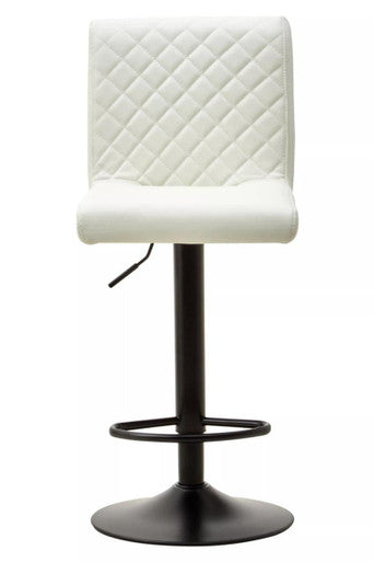 Baina High Back White Leather Bar Chair