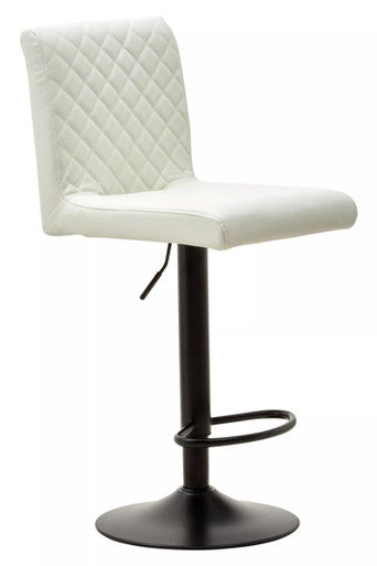 Baina High Back White Leather Bar Chair