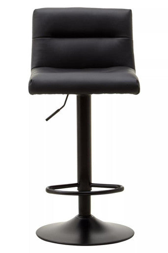 Baina Black Leather Bar Stool