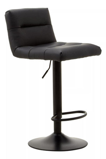 Baina Black Leather Bar Stool