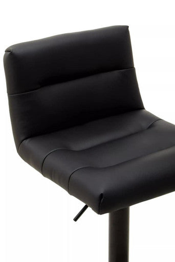 Baina Black Leather Bar Stool