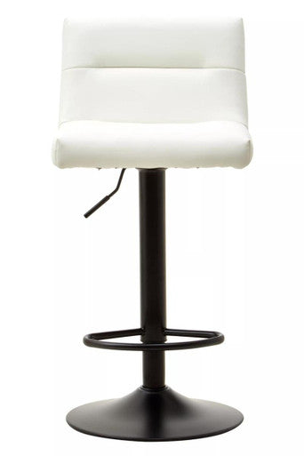 Baina White Leather Bar Stool