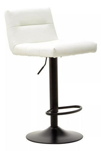 Baina White Leather Bar Stool