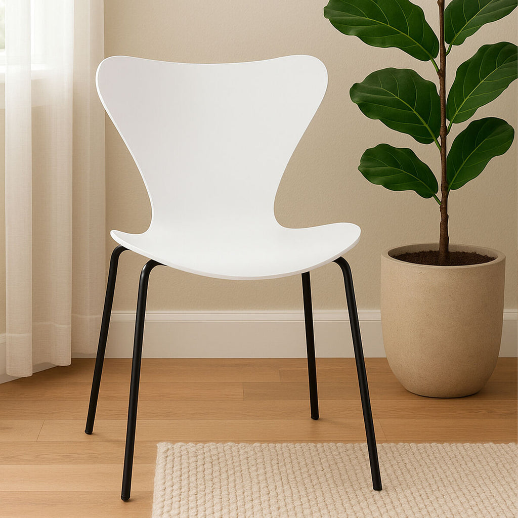 Laila White Seat & Black Legs Dining Chair