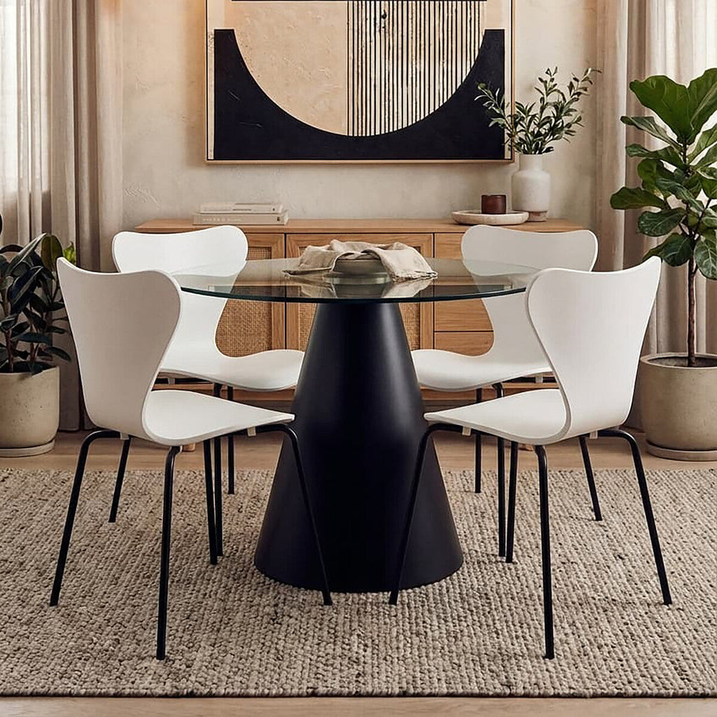 Laila White Seat & Black Legs Dining Chair