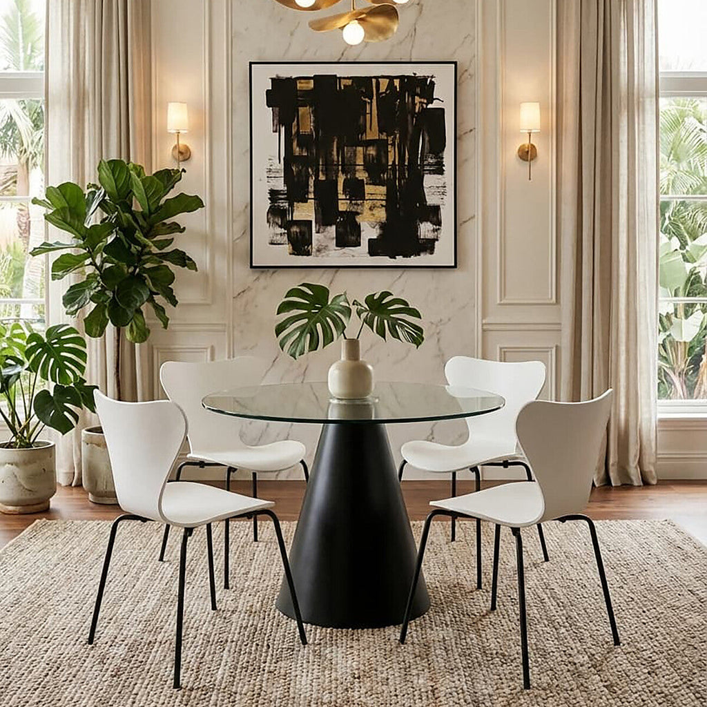 Laila White Seat & Black Legs Dining Chair