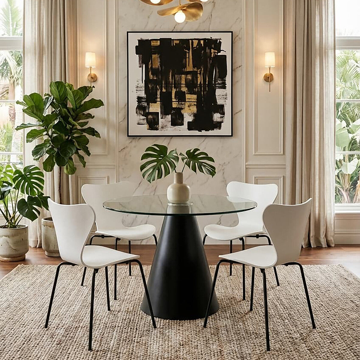 Laila White Seat & Black Legs Dining Chair
