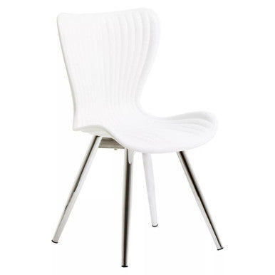 Laila White Seat & Silver Chrome Legs Dining Chair