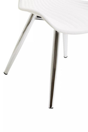 Laila White Seat & Silver Chrome Legs Dining Chair