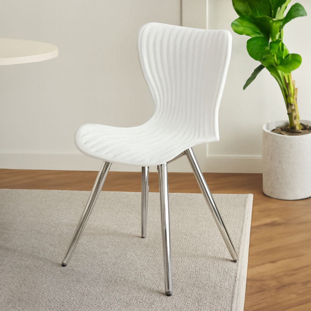 Laila White Seat & Silver Chrome Legs Dining Chair