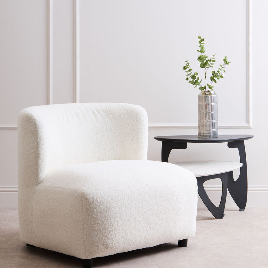 Montreal Ivory Boucle Armless Lounge Chair