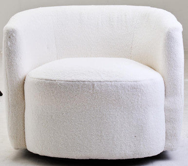 Montreal Ivory Boucle Curved Lounge Chair With Swivel Base