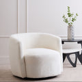 Montreal Ivory Boucle Curved Lounge Chair With Swivel Base