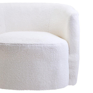 Montreal Ivory Boucle Curved Lounge Chair With Swivel Base