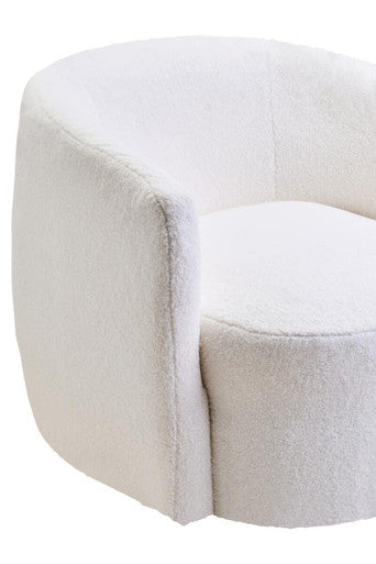 Montreal Ivory Boucle Curved Lounge Chair With Swivel Base