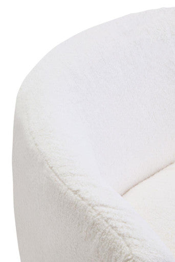 Montreal Ivory Boucle Curved Lounge Chair With Swivel Base