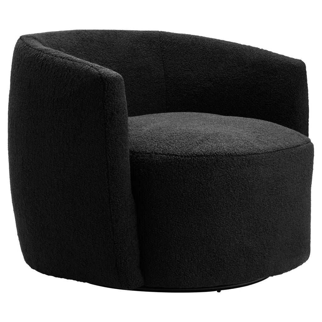 Montreal Black Boucle Curved Lounge Chair With Swivel Base