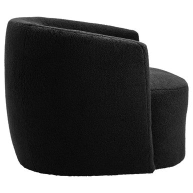 Montreal Black Boucle Curved Lounge Chair With Swivel Base