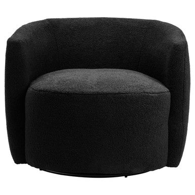 Montreal Black Boucle Curved Lounge Chair With Swivel Base