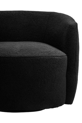 Montreal Black Boucle Curved Lounge Chair With Swivel Base
