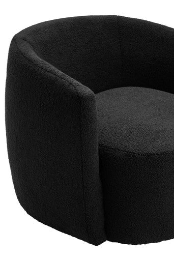 Montreal Black Boucle Curved Lounge Chair With Swivel Base