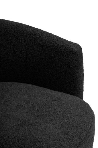 Montreal Black Boucle Curved Lounge Chair With Swivel Base