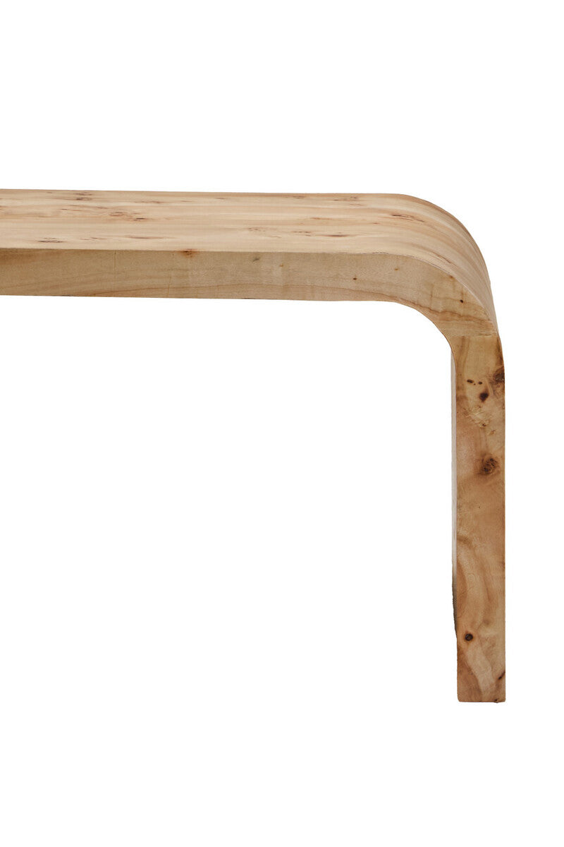 Natural Burl Wood Curved Coffee Table With Smooth Curved Edges, Mota