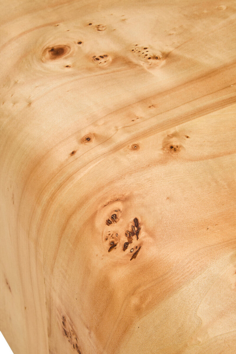 Natural Burl Wood Curved Coffee Table With Smooth Curved Edges, Mota