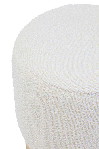 Mota Burl Wood & Cream Boucle Round Stool