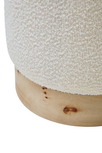 Mota Burl Wood & Cream Boucle Round Stool