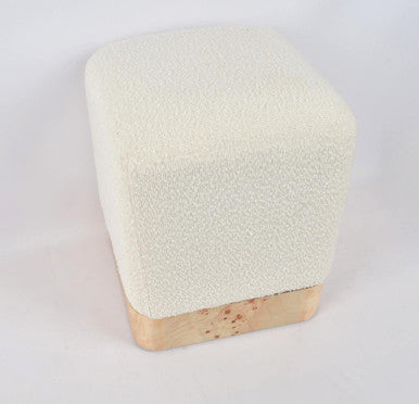 Mota Burl Wood & Cream Boucle Square Stool