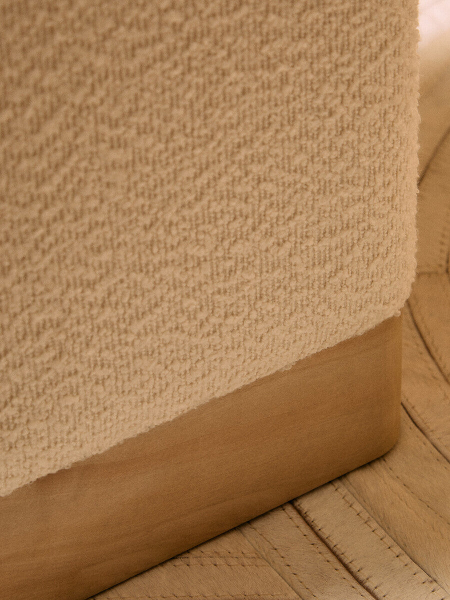 Mota Burl Wood & Cream Boucle Square Stool
