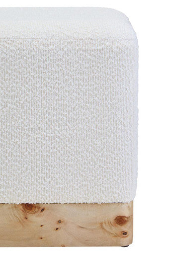 Mota Burl Wood & Cream Boucle Square Stool