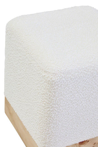 Mota Burl Wood & Cream Boucle Square Stool