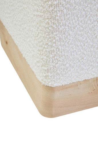 Mota Burl Wood & Cream Boucle Square Stool