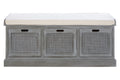 Heritage Grey Three Drawer Storage Bench With Cushion