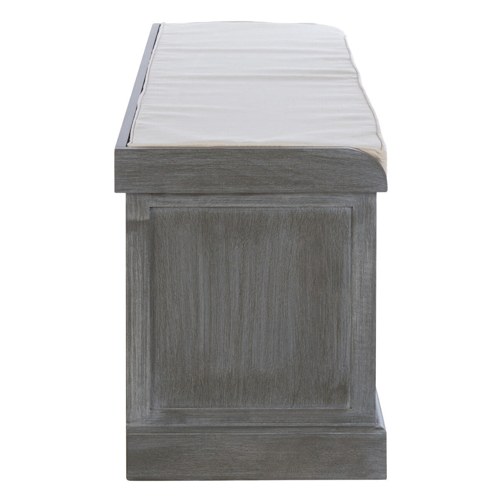 Heritage Grey Three Drawer Storage Bench With Cushion