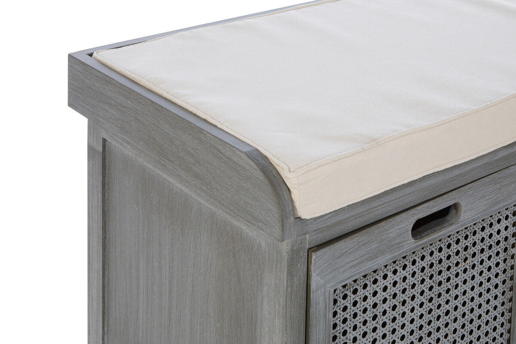 Heritage Grey Three Drawer Storage Bench With Cushion