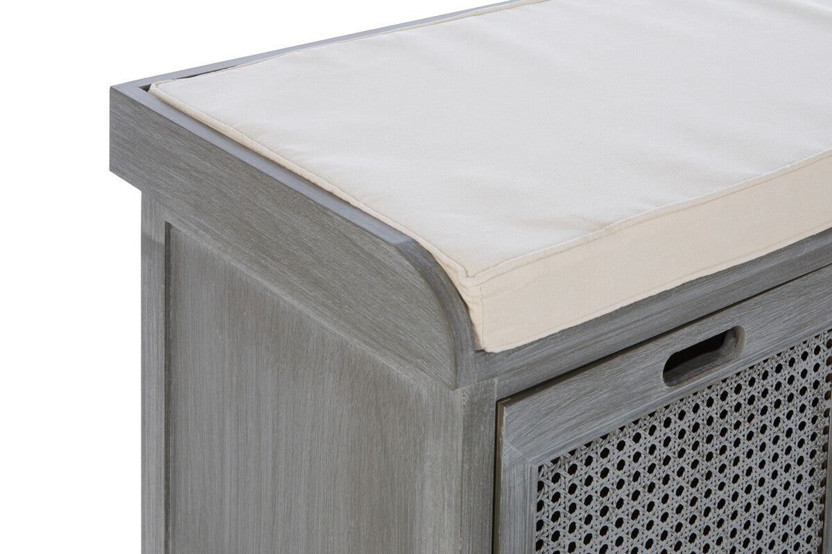 Heritage Grey Three Drawer Storage Bench With Cushion