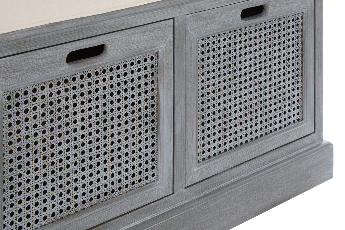 Heritage Grey Three Drawer Storage Bench With Cushion