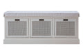 Heritage White Three Drawer Storage Bench With Cushion